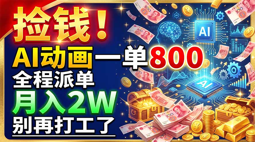 捡钱！AI动画一单800，全程派单，月入2W，别再打工了-巅峰研习社
