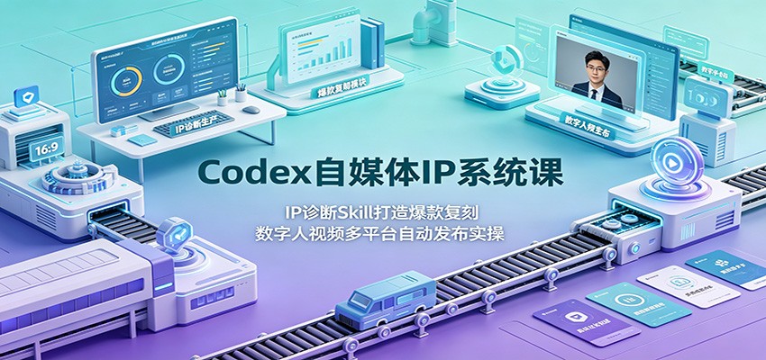 Codex自媒体IP系统课:IP诊断Skill打造爆款复刻,数字人视频多平台自动发布实操-巅峰研习社
