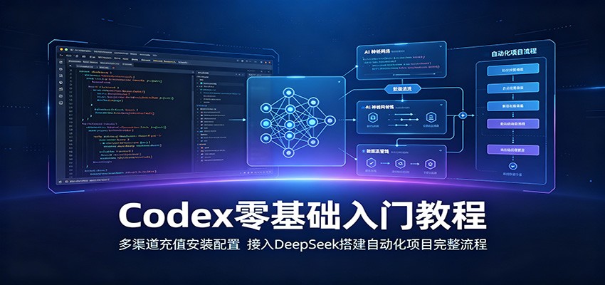 Codex零基础入门教程:多渠道充值安装配置,接入DeepSeek搭建自动化项目完整流程-巅峰研习社