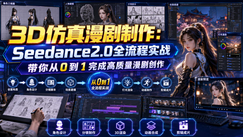 3D仿真漫剧制作：Seedance2.0全流程实战，带你从0到1完成高质量漫剧创作-巅峰研习社