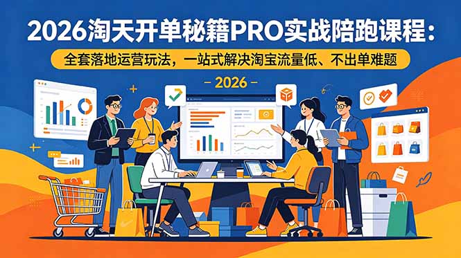 2026淘天开单秘籍PRO实战陪跑课程-更新：全套落地运营玩法，一站式解决淘宝流量低、不出单难题-巅峰研习社