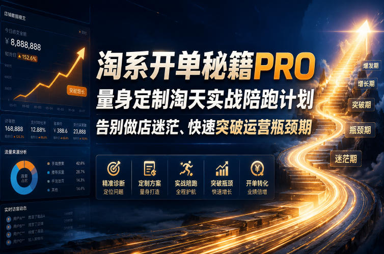 淘系开单秘籍PRO,量身定制淘天实战陪跑计划,告别做店迷茫、快速突破运营瓶颈期(20260715)-巅峰研习社