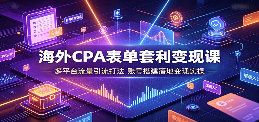海外CPA表单套利变现课：多平台流量引流打法，账号搭建落地变现实操-巅峰研习社