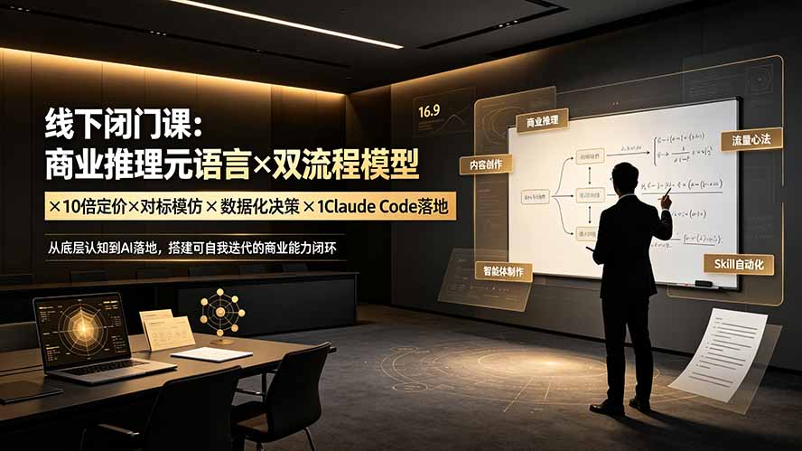 线下闭门课:商业推理元语言×双流程模型×10倍定价×对标模仿×数据化决策×Claude Code落地,击穿认知盲区-巅峰研习社