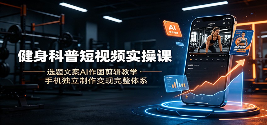 健身科普短视频实操课:选题文案AI作图剪辑教学,手机独立制作变现完整体系-巅峰研习社
