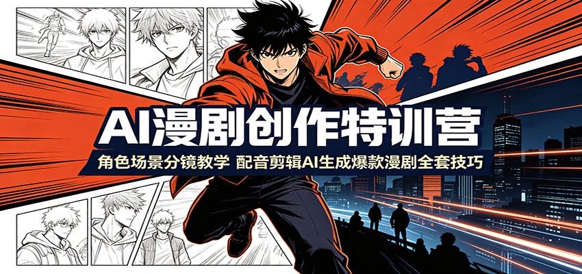 AI漫剧创作特训营：角色场景分镜教学，配音剪辑AI生成爆款漫剧全套技巧-巅峰研习社