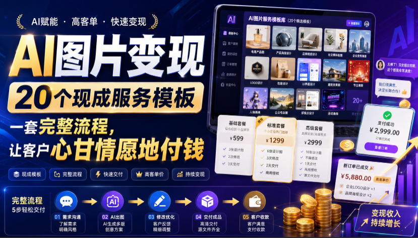 AI图片变现，20个现成服务模板，一套完整流程，让客户心甘情愿地付钱【原创双语字幕】-巅峰研习社