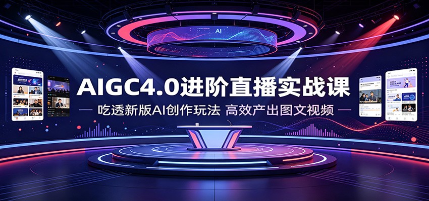 AIGC4.0进阶直播实战课：吃透新版AI创作玩法，高效产出图文视频-巅峰研习社