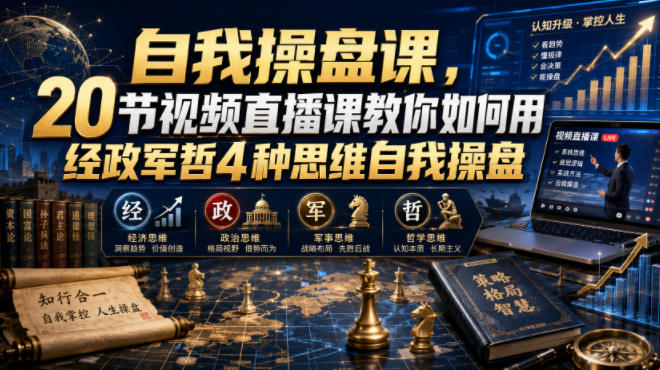 自我操盘课,20节视频直播课教你如何用经政军哲4种思维自我操盘-巅峰研习社