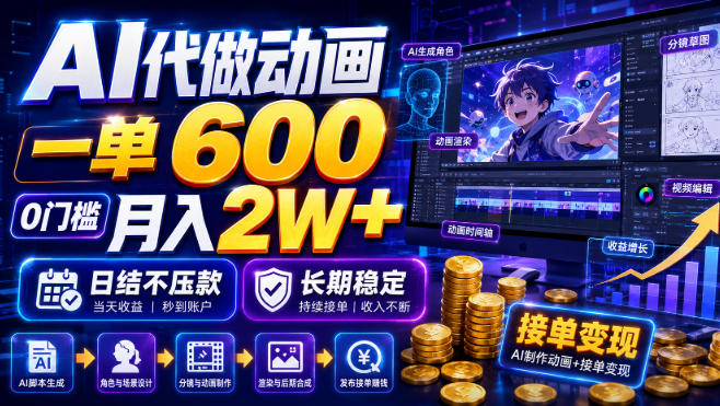AI代做动画,一单600,0门槛月入2W+,日结不压款,长期稳定【揭秘】-巅峰研习社