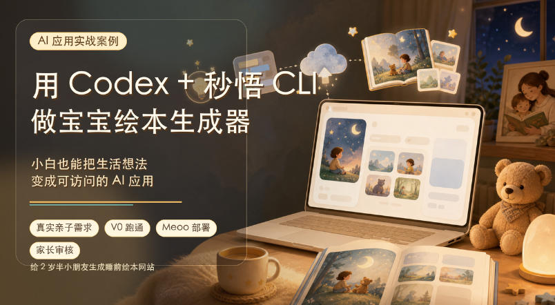 AI应用实战案例，用Codex+秒悟CLl做宝宝绘本生成器，小白也能把生活想法变成可访问的AI应用-巅峰研习社