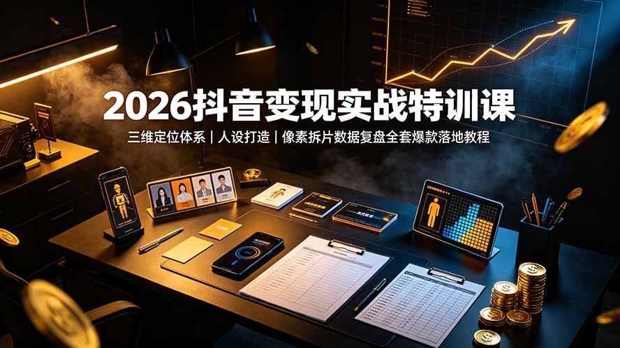 2026抖音变现实战特训课:三维定位体系|人设打造|像素拆片数据复盘全套爆款落地教程-巅峰研习社