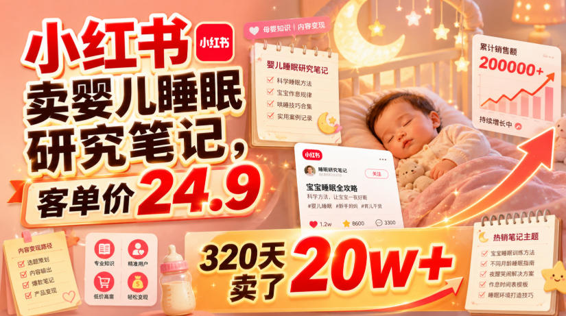 小红书卖婴儿睡眠研究笔记，客单价24.9，320天卖了20w+-巅峰研习社