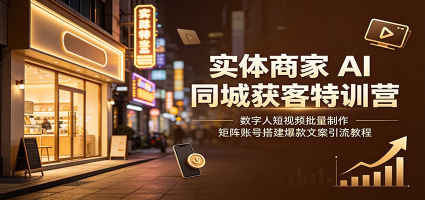 实体商家AI同城获客特训营：数字人短视频批量制作，矩阵账号搭建爆款文案引流教程-巅峰研习社