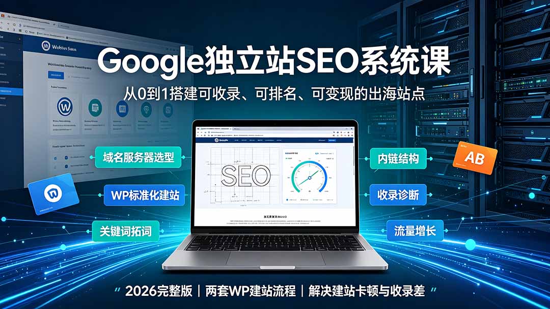 Google独立站SEO-7月系统课:出海基建×WordPress建站×AI内容生产×站内外优化×Search Console×AdSense变现-巅峰研习社