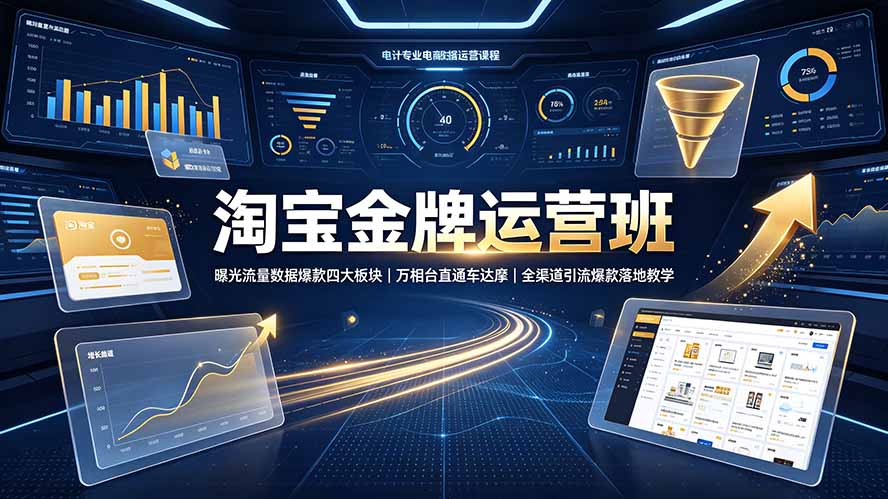 淘宝金牌运营班-7月:曝光流量数据爆款四大板块|万相台直通车达摩|全渠道引流爆款落地教学-巅峰研习社
