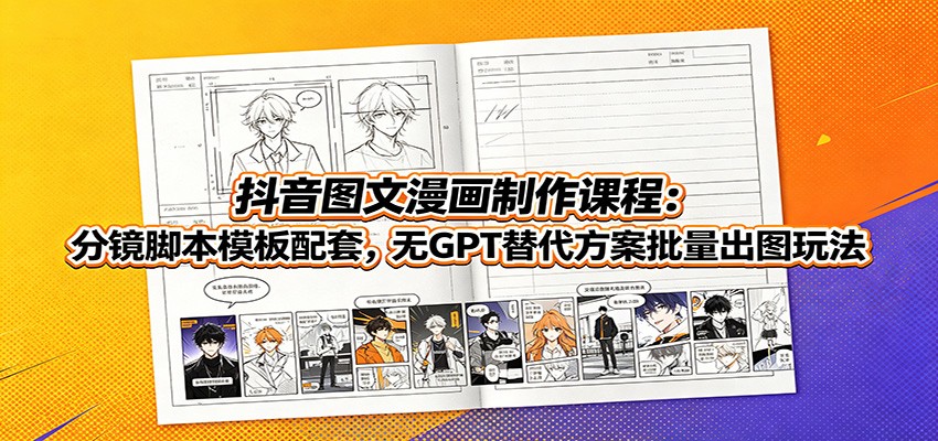 抖音图文漫画制作课程：分镜脚本模板配套，无GPT替代方案批量出图玩法-巅峰研习社