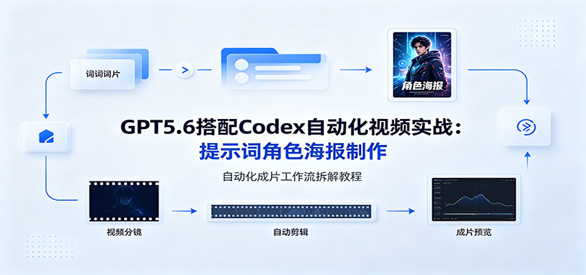 GPT5.6搭配Codex自动化视频实战:提示词角色海报制作,自动化成片工作流拆解教程-巅峰研习社