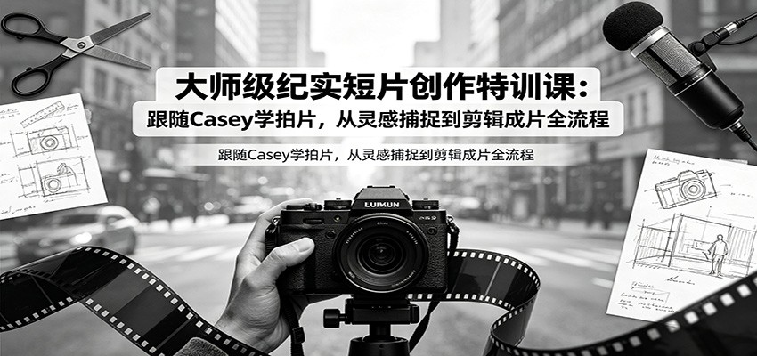 大师级纪实短片创作特训课：跟随Casey学拍片，从灵感捕捉到剪辑成片全流程-巅峰研习社
