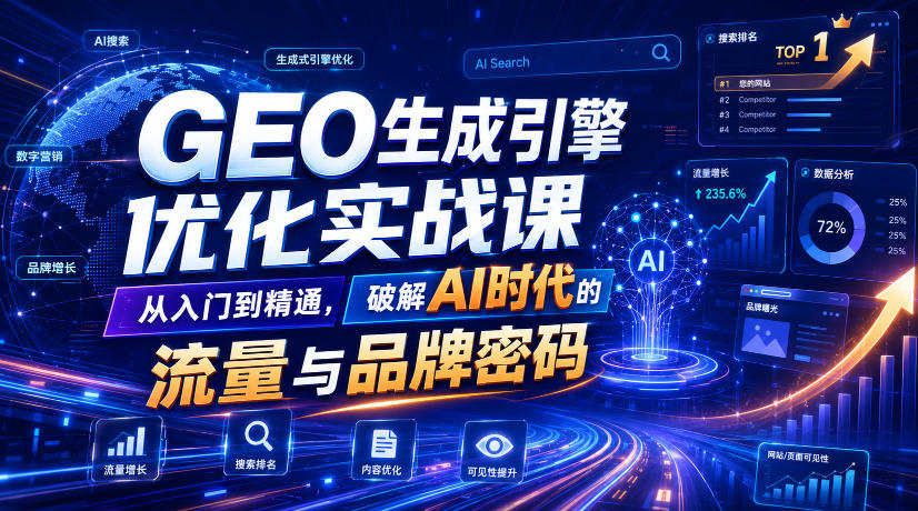 GEO生成引擎优化实战课，从入门到精通，破解AI时代的流量与品牌密码-巅峰研习社