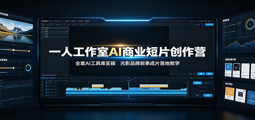 一人工作室AI商业短片创作营：全套AI工具库实操，光影品牌叙事成片落地教学-巅峰研习社