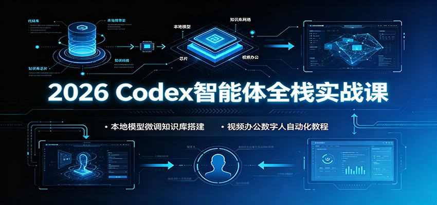 2026 Codex智能体全栈实战课：本地模型微调知识库搭建，视频办公数字人自动化教程-巅峰研习社