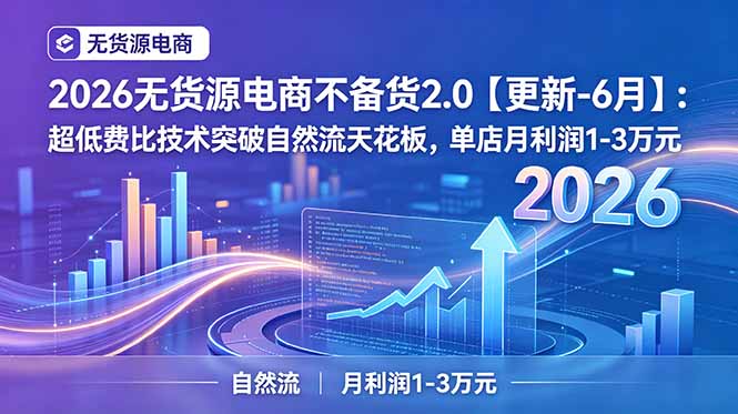 2026无货源电商不备货2.0【更新-7月】：超低费比技术突破自然流天花板，单店月利润1-3万元-巅峰研习社