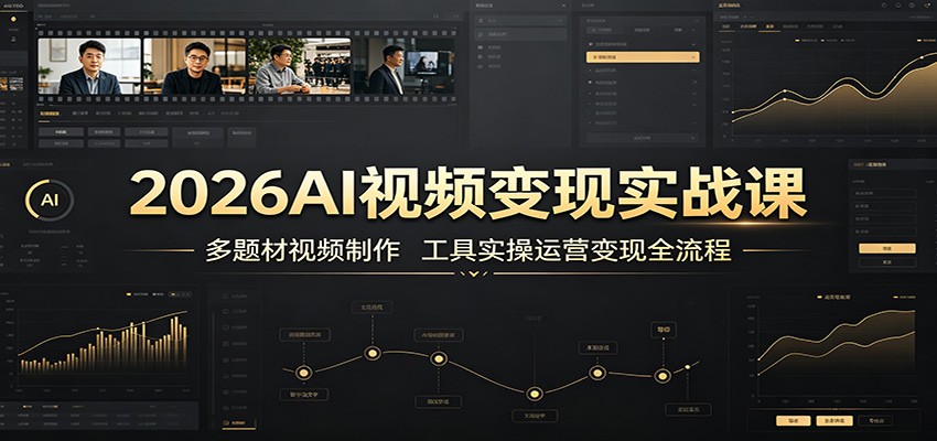 2026AI视频变现实战课：多题材视频制作，工具实操运营变现全流程-巅峰研习社