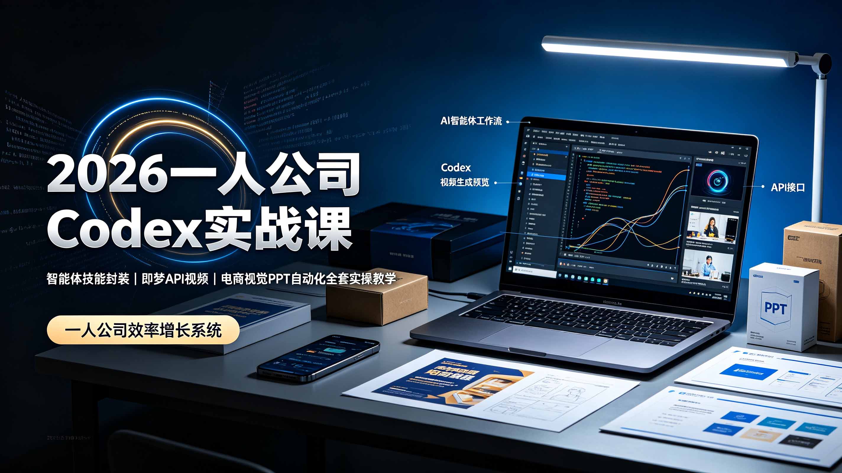 2026一人公司Codex实战课◆智能体技能封装｜即梦API视频｜电商视觉PPT自动化全套实操教学-巅峰研习社