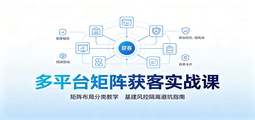 多平台矩阵获客实战课:矩阵布局分类教学,基建风控隔离避坑指南-巅峰研习社