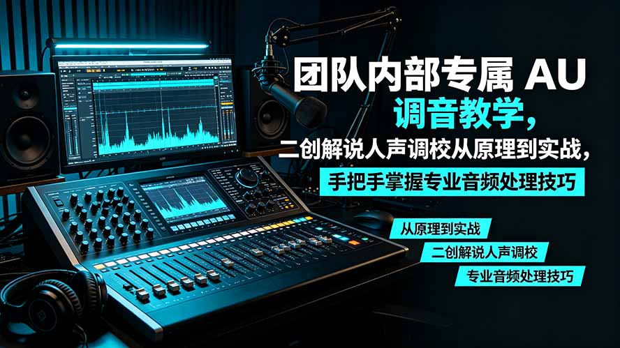 某大佬团队内部专属 AU 调音教学，二创解说人声调校从原理到实战，手把手掌握专业音频处理技巧-巅峰研习社