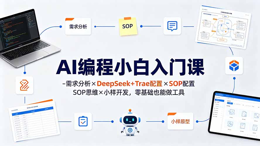 AI编程小白入门课-需求分析×DeepSeek+Trae配置×SOP思维×小样开发，零基础也能做工具-巅峰研习社