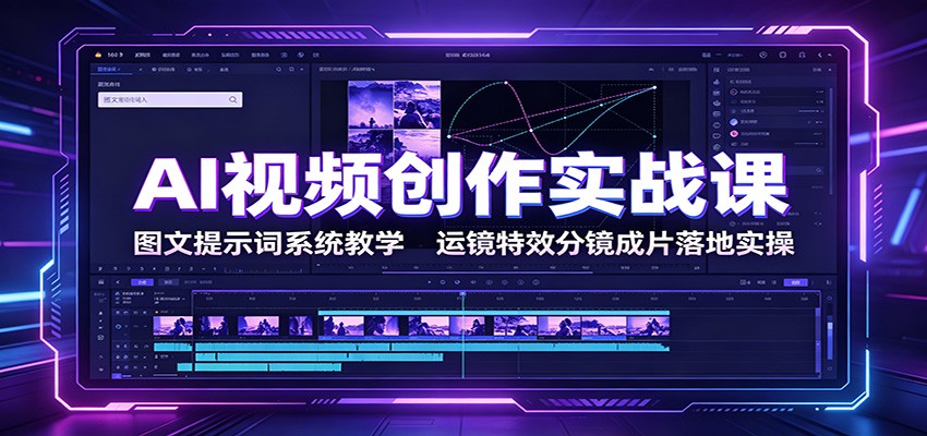 AI视频创作实战课：图文提示词系统教学，运镜特效分镜成片落地实操-巅峰研习社