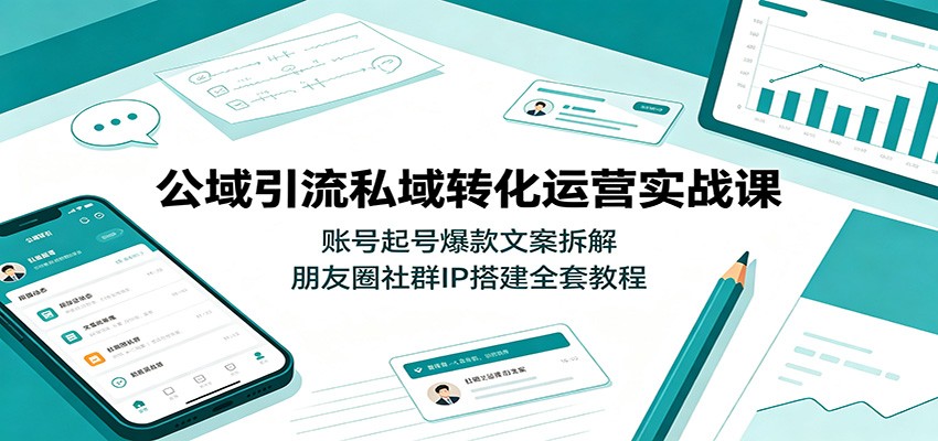 公域引流私域转化运营实战课:账号起号爆款文案拆解,朋友圈社群IP搭建全套教程-巅峰研习社