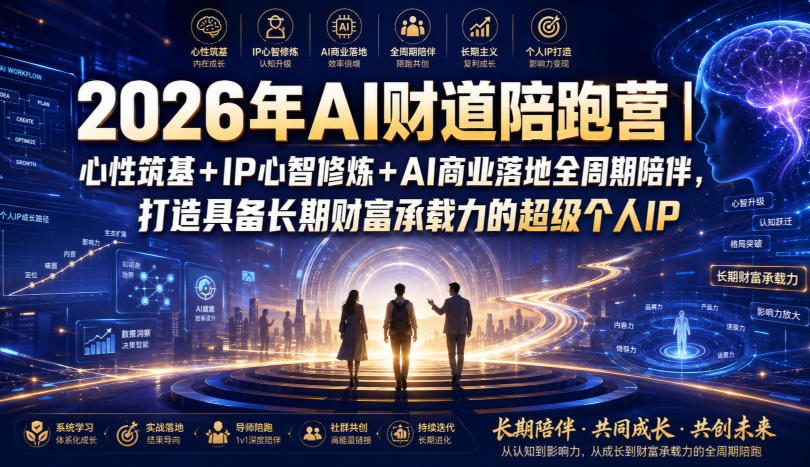 2026年AI财道陪跑营|心性筑基+IP心智修炼+AI商业落地全周期陪伴,打造具备长期财富承载力的超级个人IP-巅峰研习社