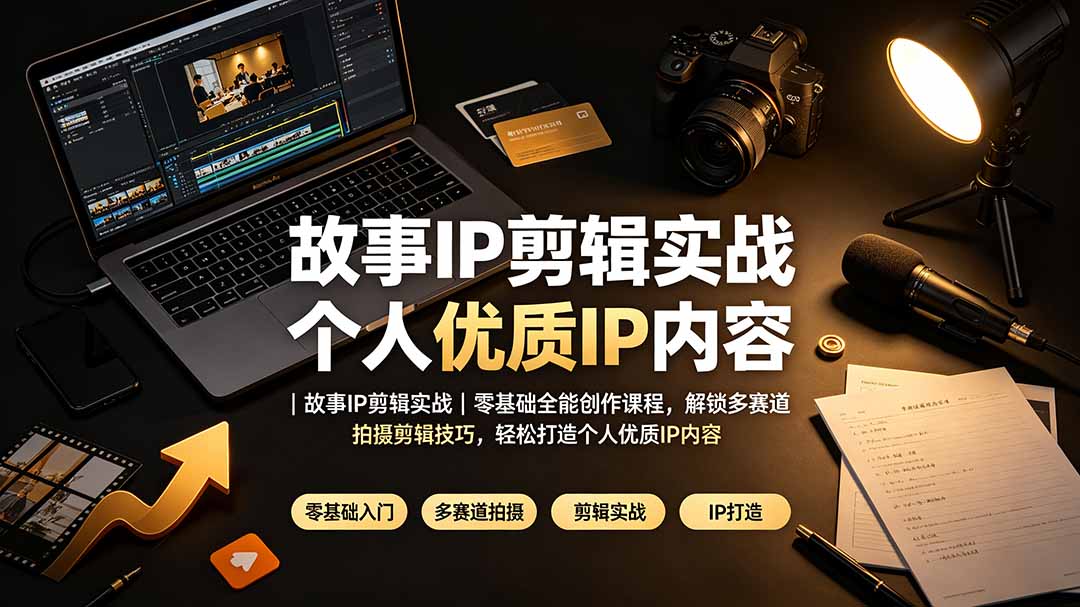 故事IP剪辑实战｜零基础全能创作课程，解锁多赛道拍摄剪辑技巧，轻松打造个人优质IP内容-巅峰研习社