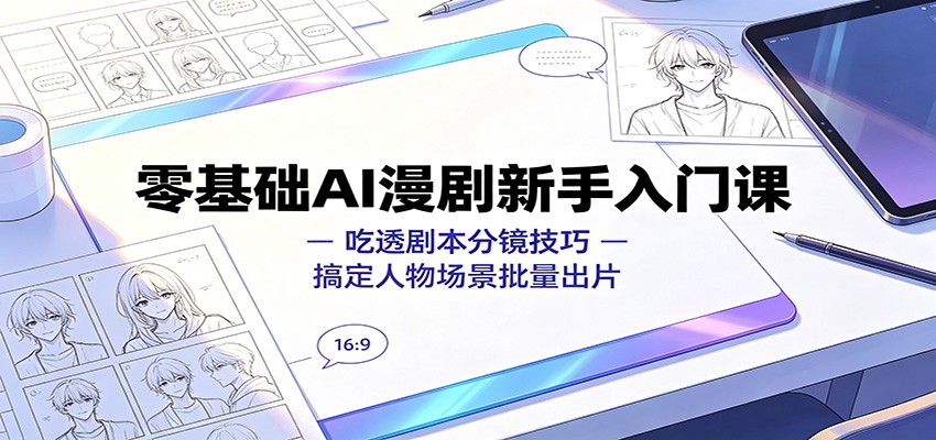 零基础AI漫剧新手入门课:吃透剧本分镜技巧,搞定人物场景批量出片-巅峰研习社