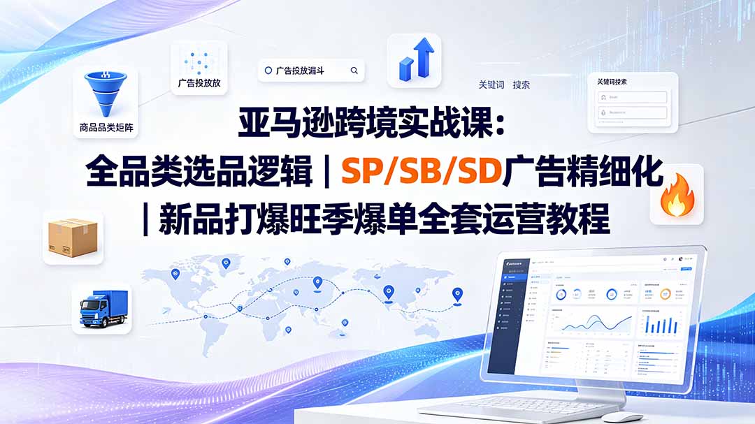 亚马逊跨境实战课-更新：全品类选品逻辑｜SP/SB/SD广告精细化｜新品打爆旺季爆单全套运营教程-巅峰研习社