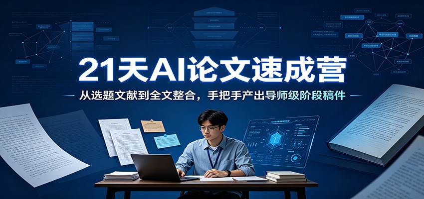 21天AI论文速成营：从选题文献到全文整合，手把手产出导师级阶段稿件-巅峰研习社
