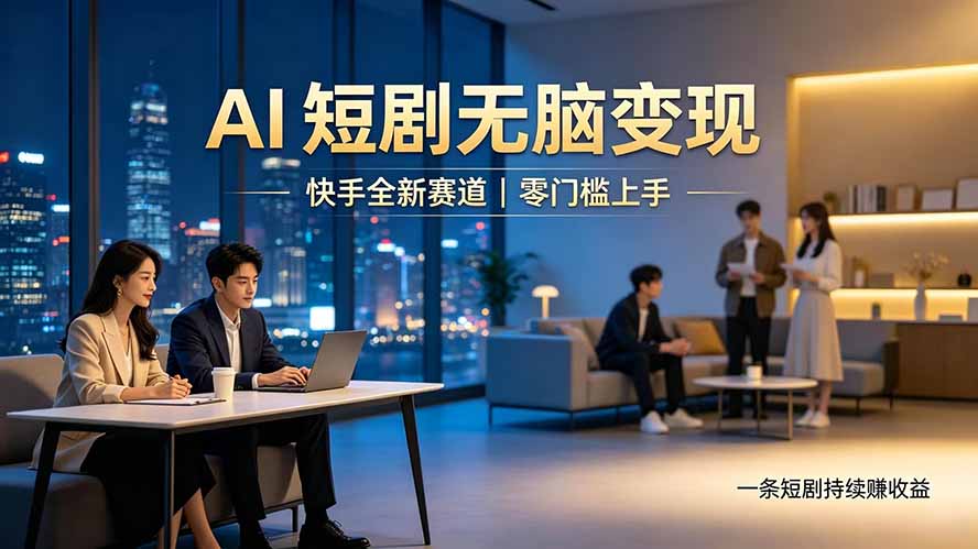 别乱找副业了，快手 AI 短剧零门槛长久被动增收-巅峰研习社