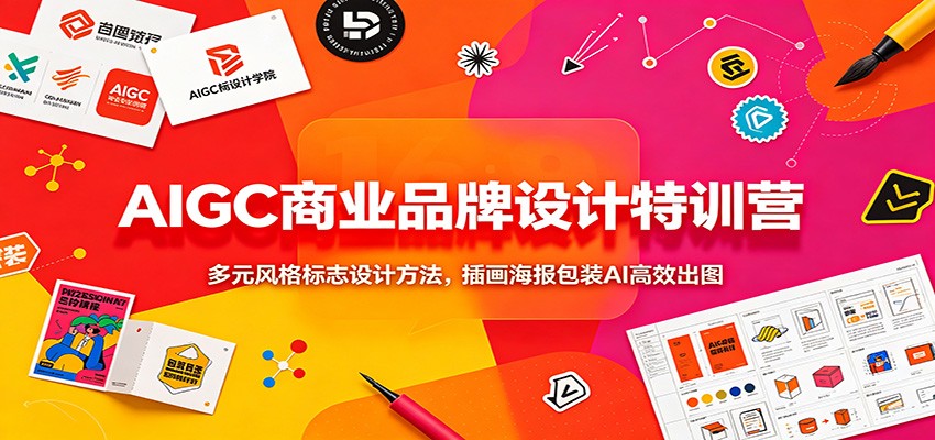 AIGC商业品牌设计特训营:多元风格标志设计方法,插画海报包装AI高效出图-巅峰研习社
