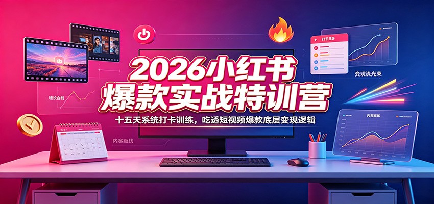 2026小红书爆款实战特训营:十五天系统打卡训练,吃透短视频爆款底层变现逻辑-巅峰研习社