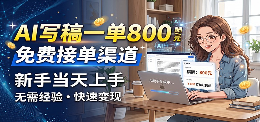 AI写稿一单800，免费接单渠道，一单一结几十到上千，新手当天上手-巅峰研习社