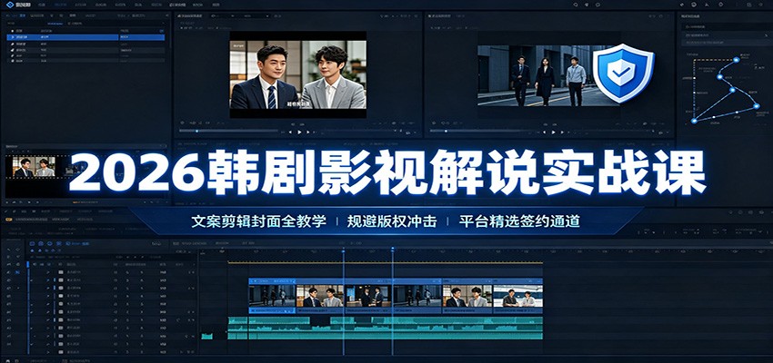 2026韩剧影视解说实战课：文案剪辑封面全教学，规避版权冲击平台精选签约通道-巅峰研习社