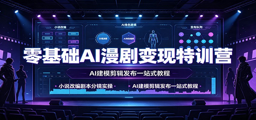 零基础AI漫剧变现特训营：小说改编剧本分镜实操，AI建模剪辑发布一站式教程-巅峰研习社