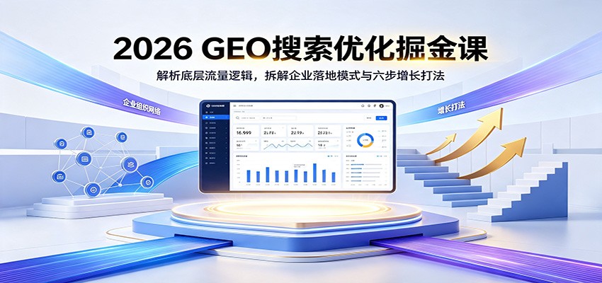 2026 GEO搜索优化掘金课:解析底层流量逻辑,拆解企业落地模式与六步增长打法-巅峰研习社