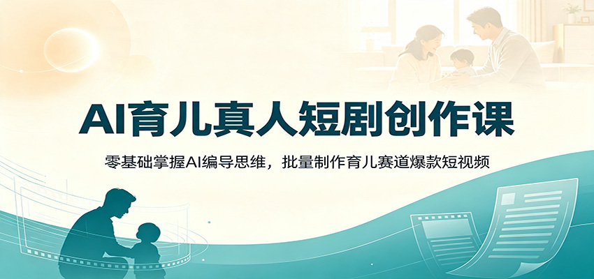 AI育儿真人短剧创作课：零基础掌握AI编导思维，批量制作育儿赛道爆款短视频-巅峰研习社