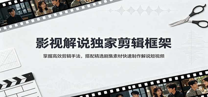 影视解说独家剪辑框架：掌握高效剪辑手法，搭配精选剧集素材快速制作解说短视频-巅峰研习社