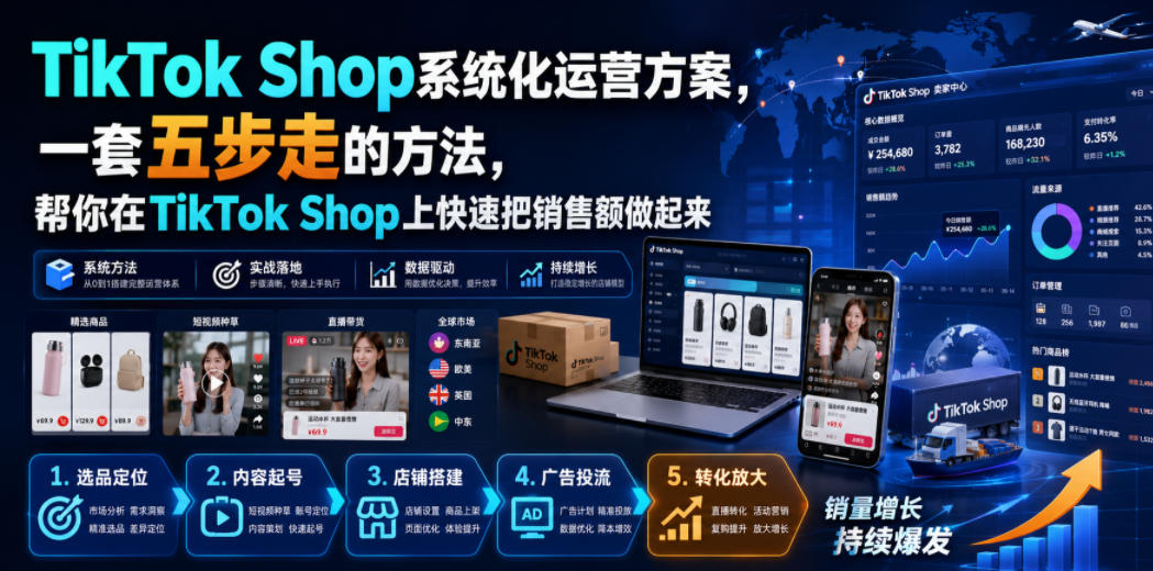 TikTok Shop系统化运营方案，一套五步走的方法，帮你在TikTok Shop上快速把销售额做起来【原创双语字幕】-巅峰研习社