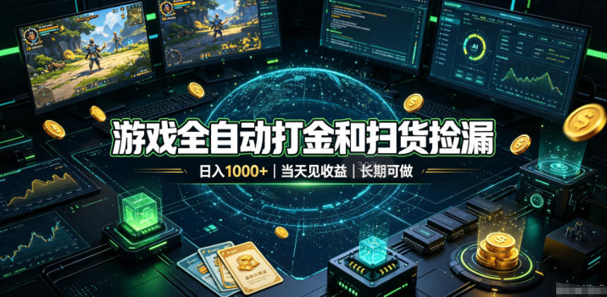 游戏全自动打金和扫货捡漏，日入1k+，当天见收益，长期可做！【揭秘】-巅峰研习社